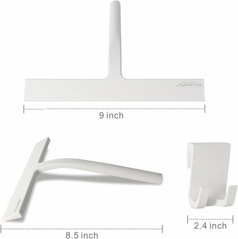 Shower Squeegee 9" with Silicone Hook - All Purpose Squeegee for Shower Glass Door Mirrors Bathroom Tiles Car Windows Glass Door Blade Showers - W...