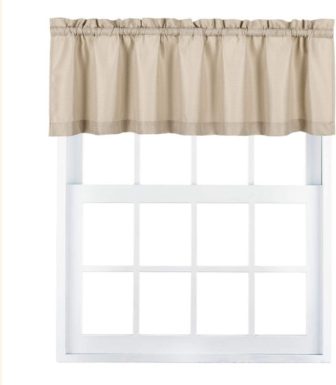 Valea Home Waffle Woven Textured Valance Curtains for Bathroom Water Repellent Window Covering Short Curtain, Taupe, 60 x16 inches, 1 Panel...