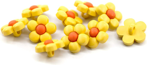 20 pcs Cute Resin Little Yellow Flowers with Shank Sewing Coat Buttons -18mm -11/16"...