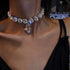 Rhinestone Choker Necklace Large Crystal Pendant Necklaces Silver Diamond Neck Chain Party Prom Pageants Fashion Chokers Jewelry for Women...