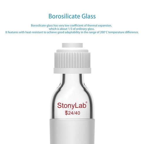 StonyLab Thermometer Inlet Adapter with 24/40 Inner Joint, 80mm Height, for Distillation Apparatus...