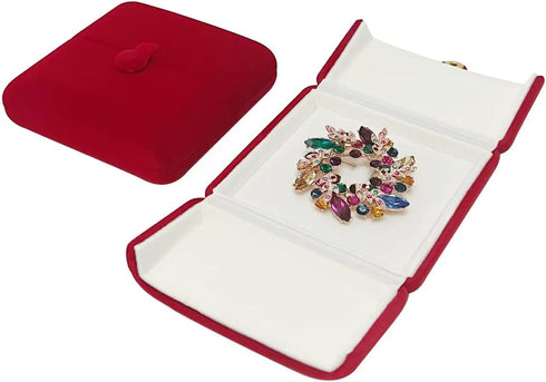 Premium Grade Classic Red Velvet Jewelry Present Box Storage Case Packaging for Brooch Memorial Pin Award Badge Unique Design...