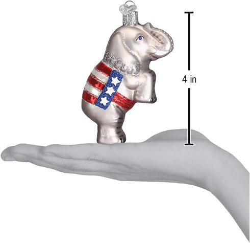 Old World Christmas Republican Elephant Glass Blown Ornaments for Christmas Tree...
