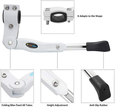 Bicycle Adjustable Aluminium Alloy Bike Bicycle Kickstand Side Kickstand Fit for 22" 24" 26"- White...