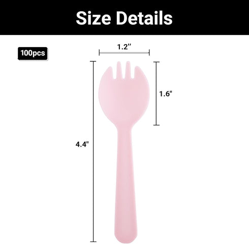 EUSOAR Disposable Sporks, 100pcs 4.5"x1.3" Plastic Sporks, Heavy Duty Heavyweight Disposable Utensils Silverware Set Individually Wrapped Fork Spo...