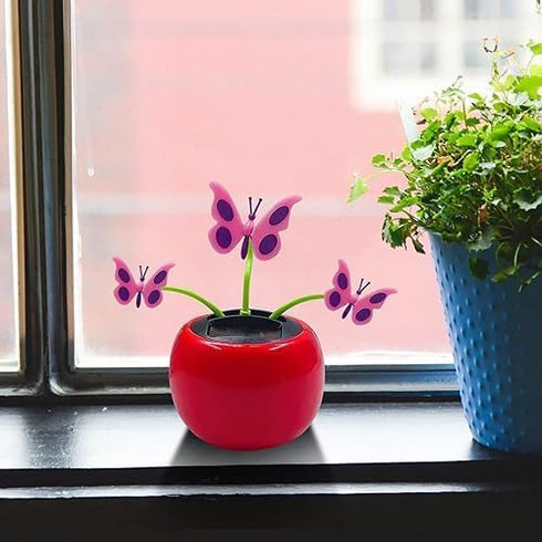 Reddish Orange Fashion Solar Powered Dancing Flower Toy Office Desk Car Decor Funny Electric Toy for Kids Sunflower Beetle Car Accessories Nice...