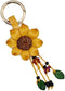 Leather Flower Keychain Purse Tassels Charms Women Handbags Designer Bag Accessories Keyring Decor Yellow Flower 7" Long...
