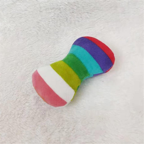 2 Pcs Colourful Dog Plush Vocal Toy, Puppy Chew Bones, Rainbow Dog Bone-Shape Chewing Toy Pet Supplies for Pet Playing Use Adorable Quality and Pr...