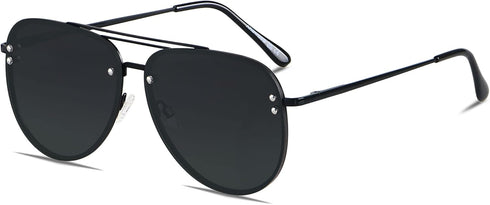 ANDWOOD Oversized Aviator Sunglasses for Women Men Big Large Rimless Metal Frame with Spring Hinges...