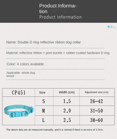 Reflective Dog Collar, Basic Dog Cat Collar Buckle Adjustable Polyester Dog Collar for Small Medium LargeDogs, Perfect Pet Collar Gift (S, Black)...