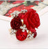 Women's Rose Gold Plated Flower Rings Colorful Crystal Statement Rings Wedding Band Engagement Ring...