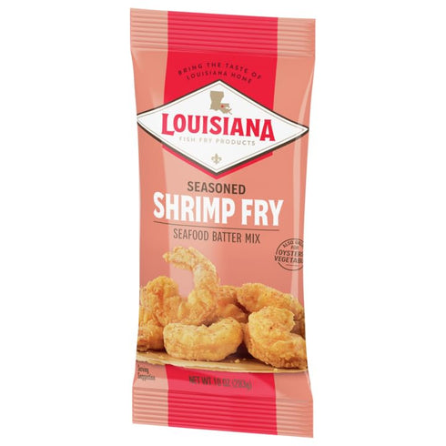 Louisiana Fish Fry Products - Seasoned Crispy Shrimp Fry Seafood Batter Mix - Also Great on Oysters and Vegetables, 10 Ounce Bag (Pack of 2)...