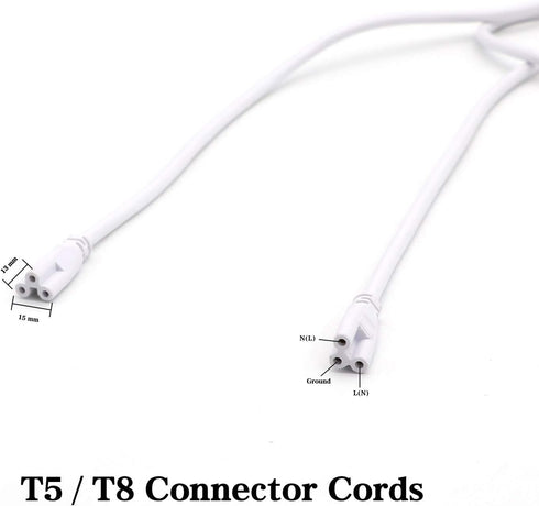 T5 T8 Extension Cords, 9ft Connector Cord, 3-Prong Extended Power Cable for Integrated LED Tube Light, Single LED Shop Garage Light Fixture, Under...