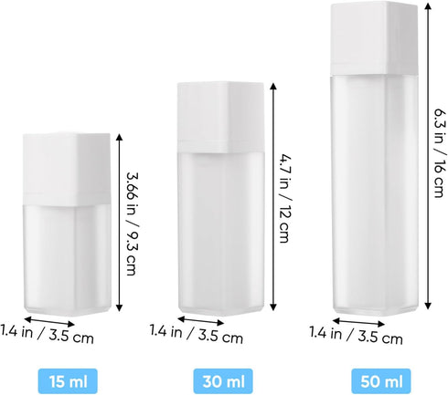 minkissy Lotion Cream Pump Container Airless Skincare Bottles 15ml+30ml+50ml Refillable Stretchable Cosmetic Bottle Dispenser White for Home Trave...