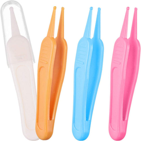 4 Pieces Nose Cleaning Tweezers Safe and Effective Clip Care Ear Nose Navel Clean Tool Nipper Plier Pincet Forceps...