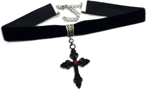 Gothic Goth Cross Choker Necklace,Black Choker Necklace for Women,Velvet Cross Choker Necklace,Punk Vintage Cross Pendant Necklace,Y2k Necklaces,H...