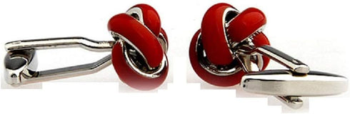 Knot Red Pair Cufflinks in a Presentation Gift Box & Polishing Cloth...