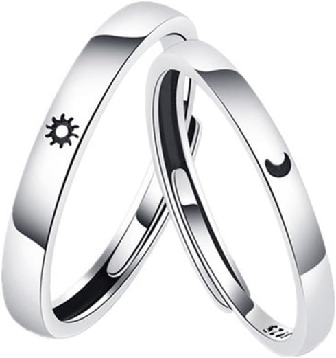 Matching Promise Rings for Couples Matching Rings Set Adjustable for Him and Her Engagement Wedding Rings Set of 2 Rings (Style 3)...