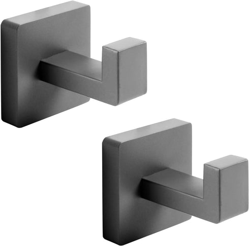 Towel Hooks Robe Hook Coat Hook Stainless Steel Heavy Duty Bathrooms Square Hooks wall mounted for Bathroom Kitchen Bedroom 2 Pack Grey...