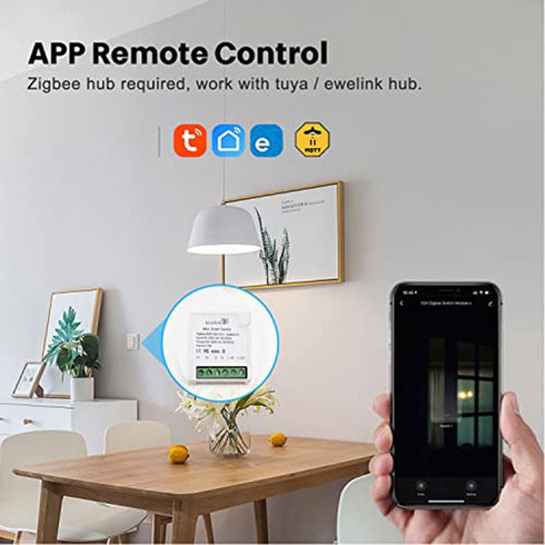 Zigbee WiFi Mini Smart Switch Relay Module 2 Way Dual-Mode Control 16A Switch for Smart Home Automation, Compatible with Alexa Google Home......