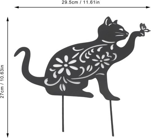 Haofy Cat Silhouette, 1 Piece of Lifelike Cat Yard Art Garden Metal Statue Decor, Hollow Decorative Stakes for Outdoor Farmhouse Pathway Lawn Deco...