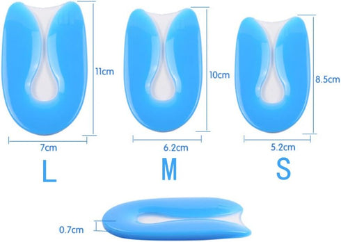 Elandy Silicon Gel U-Shaped Spur Cup Heel-Plantar Fasciitis Cushion Remission Correction U-Shaped Heel Pad L...