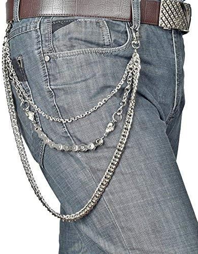 BOMPOW Biker Skull Wallet Chain Punk Men Cool Skull Punk Trouser Long Wallet Key Chain For Bike Jean Gothic Rock...