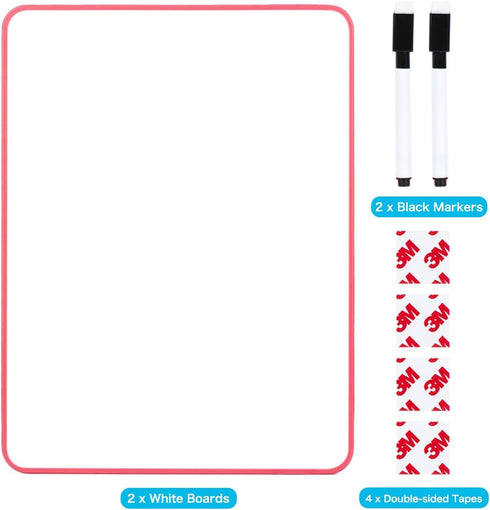 Small Dry Erase Board, 12” x 9” Mini Whiteboard with Black Dry Erase Markers, Small White Board Sets for Kids Students Teachers Artists, Set of 2(...