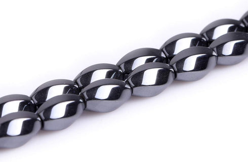 GEM-Inside 8X12mm Olivary Twist Ggemstone Black Hematite Non-Magnetic Beads for Jewelry Making 15"...