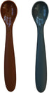 Rust and Charcoal Silicone Spoon Set by Mebie Baby, 2 Pack, Silicone Baby and Toddler Spoons for Snacks and Meal Time, Great Feeding Spoons for Ba...