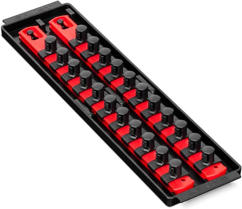 Ernst Manufacturing Socket Organizer Rails - Socket Boss 2-Rail 1/2-Inch-Drive Twist-Lock Socket Holder, 13-Inch, Red (8494) - Made in the USA...