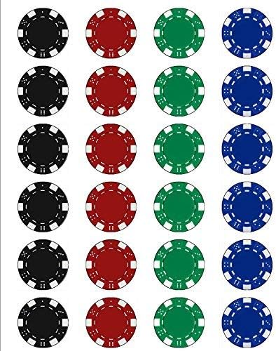 Edible Casino Chips Cake Decorations - Casino Cupcake Toppers, Las Vegas Birthday Party, Poker Cake, 24 Chips. Size 1.5''...