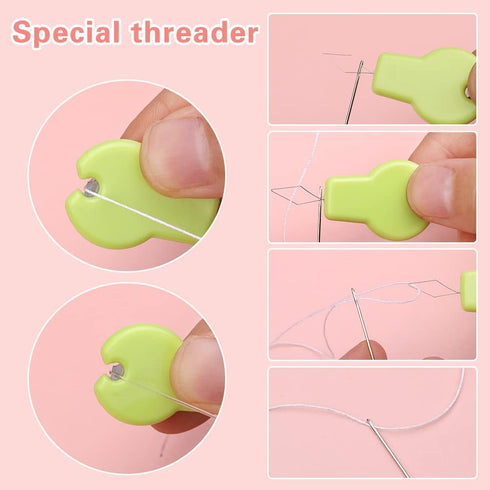 74 Pcs Beading Needles Set Include 60 Pcs Long Straight Beading Thread Needles + 8 Pcs Big Eye Beading Needles, Embroidery Needles with Needle Bot...