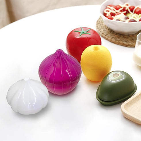 Vegetable and Fruit Storage Containers for Refrigerator, Lemon Tomato Garlic Avocado and Onion Shaped Storage, Food Storage Containers with Lids, ...