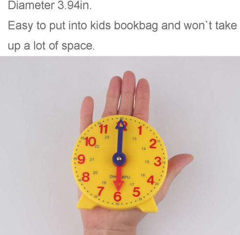 Student Learning Clock Time Teacher Gear Clock 4 Inch 12/24 Hour...