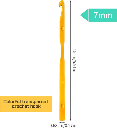 7 mm Crochet Hook, Ergonomic Handle for Arthritic Hands, Colorful Transparent Crochet Hook for Beginners and Crocheting Yarn(7 mm)......