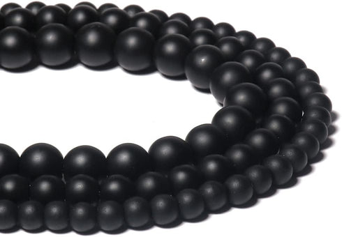 Yochus 8mm Black Matte Onyx Agates Round Loose Beads Frost Dull Polish Agat Beads for Jewelry Making...