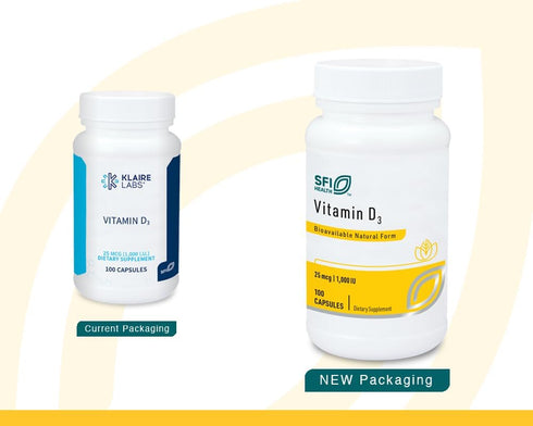 Klaire Labs Vitamin D3 1000 IU - High Potency 25 Micrograms, Hypoallergenic Bone & Immune Support (100 Capsules)...