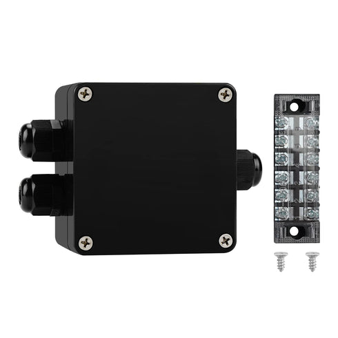 ABS IP67 Waterproof Dustproof Electrical Junction Box, with 15A 600V Barrier Terminal Cable Connector, 1 in/2 Out Power Junction Box?3.26*3.18*2.2...