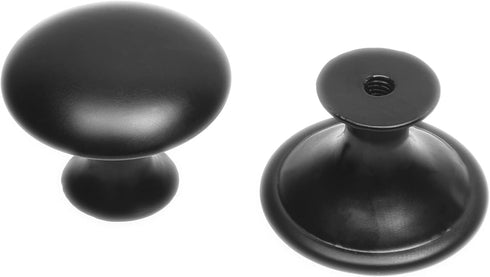 Kare & Kind 6X Round Cabinet Knobs - Matte Black - Pulls for Kitchen Drawers, Cupboards, Dressers - Classic Looking Handles - Hardware for DIY, Ho...