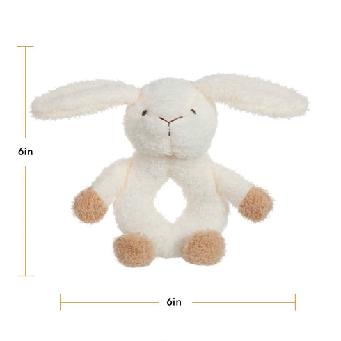Apricot Lamb Baby Bunny Rabbit Soft Rattle Toy, Plush Stuffed Animal for Newborn Soft Hand Grip Shaker Over 0 Months (Brown bunny, 6 Inches)...