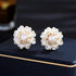 Round Flower Shell Pearl Stud Earrings for Women Girls 925 Sterling Silver Post Pin 14K Gold Plated Dainty White Hydrangea Clover Cluster Leaf Blo...