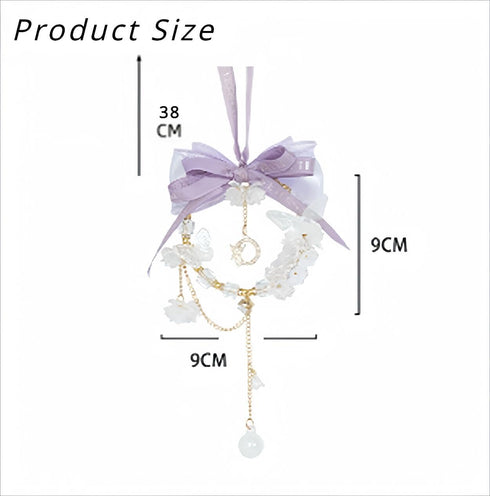 Car Mirror Hanging Accessories with Crystal Bow Bless for Your Drive with Prosperity for Safe Wealthy & Happy Travels (Purple)...