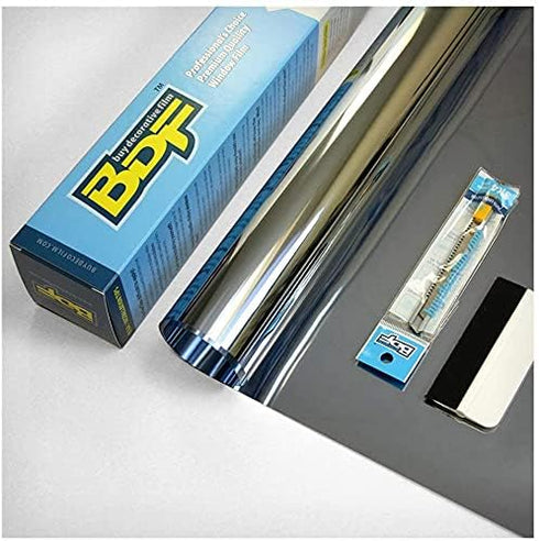 BDF S05 Window Film Daytime Privacy and Heat Control Mirror Silver 5 (Very Dark) - 24in X 16ft...