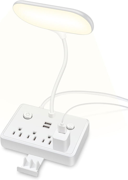 LED Desk Lamp with 2 USB Charging Port and 4 AC Power Outlet, Table Lamps 3 Lighting Modes, Eye-Caring Reading Lamp for Home Bedside Office...