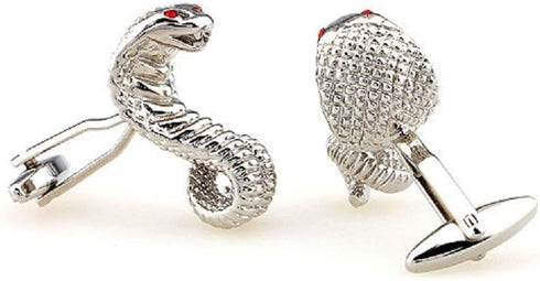 Cobra Snake Pair Cufflinks in a Presentation Gift Box & Polishing Cloth...