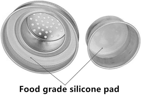 4 Pack Stainless Steel Mason Jar Shaker Lids with Silicone Seals for Dredge Flour,Mix Spices,Sugar, Salt, Peppers and Any Regular Mouth Mason Jar ...