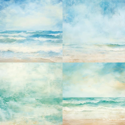 Scrapbook Paper Pad 6x6 Craft Paper Single-Sided Watercolor Seaside Background Beach Ocean Theme, Wedding, Birthday Party Decoration Sheets 24...