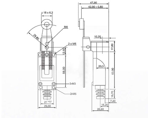 yusheng 2PCS ME-8108 Momentary Limit Switch Travel Switch,Yusheng Adjustable Roller Lever Arm arduino Limit Switch NC-NO CNC Mill Laser Plasma Rou...