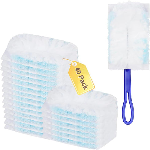 40 Pack Duster Refills, Heavy Duty Duster Refills with 1 Handle, Duster Replacement Refills for Dusting Electronics, Dusting Furniture, Blinds, Ce...